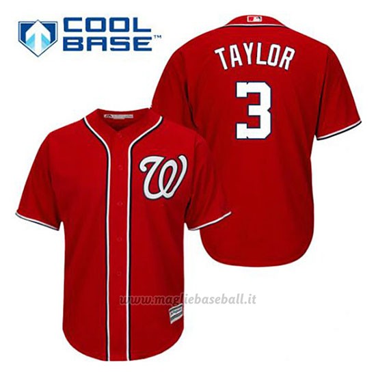 Maglia Baseball Uomo Washington Nationals Michael Taylor 3 Rosso Alterner Cool Base